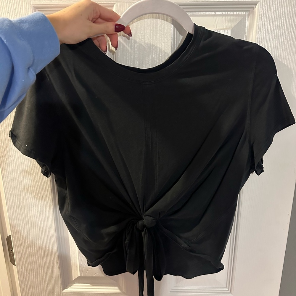 Lululemon Athletica Black Relaxed Tie Front Tee